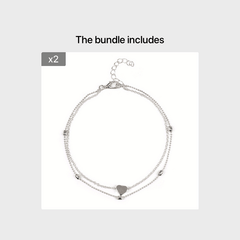 Double Layer Anklet Heart Charm for Men Unisex