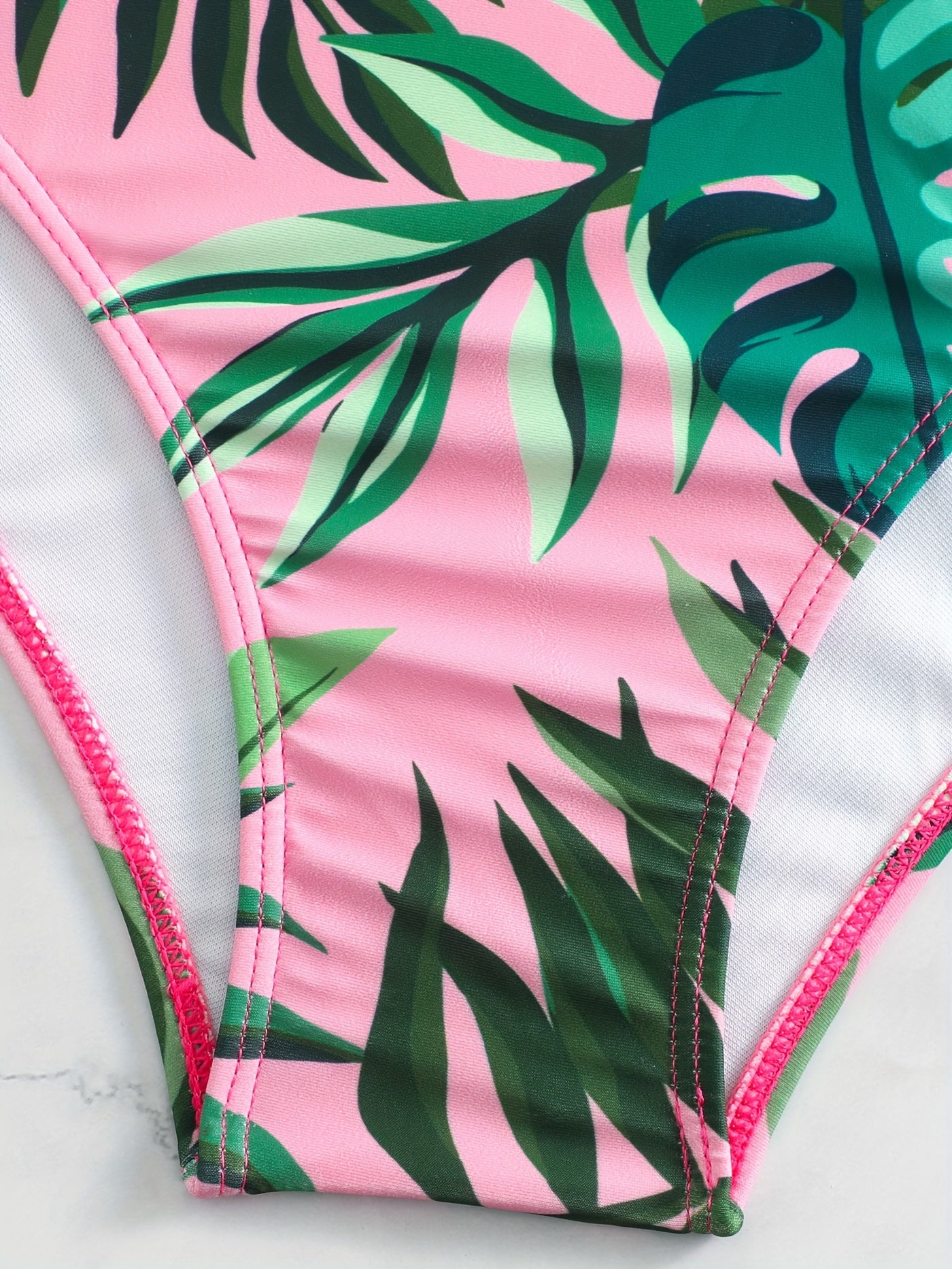  Boho Tankini Set Tropical Print Ruffle Trim Cami Top & Panty Swimsuit