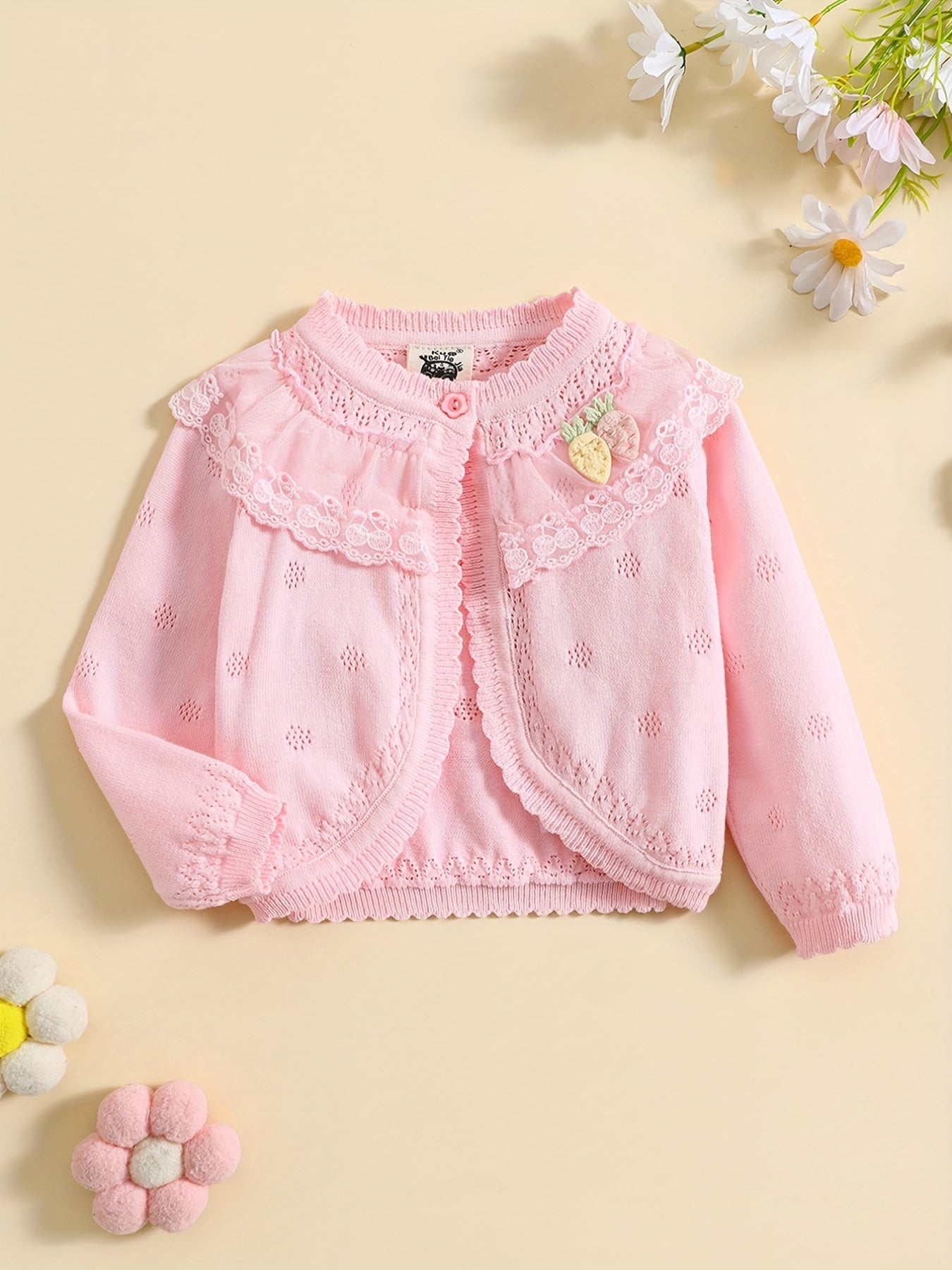 Girls Cartoon Graphic Sweater Coat Long Sleeve Knitted Top