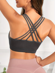 Criss Cross Back Sports Bra Push Up Shockproof Women's Lingerie