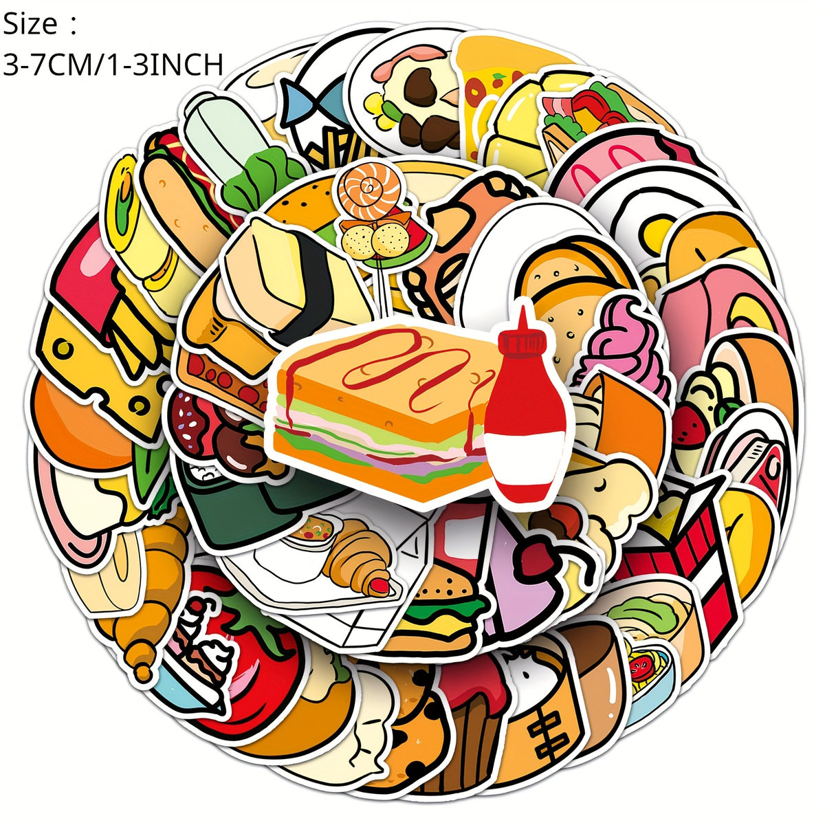 108pcs Food Series Waterproof Vinyl Stickers for Notebooks Laptops Water Bottles