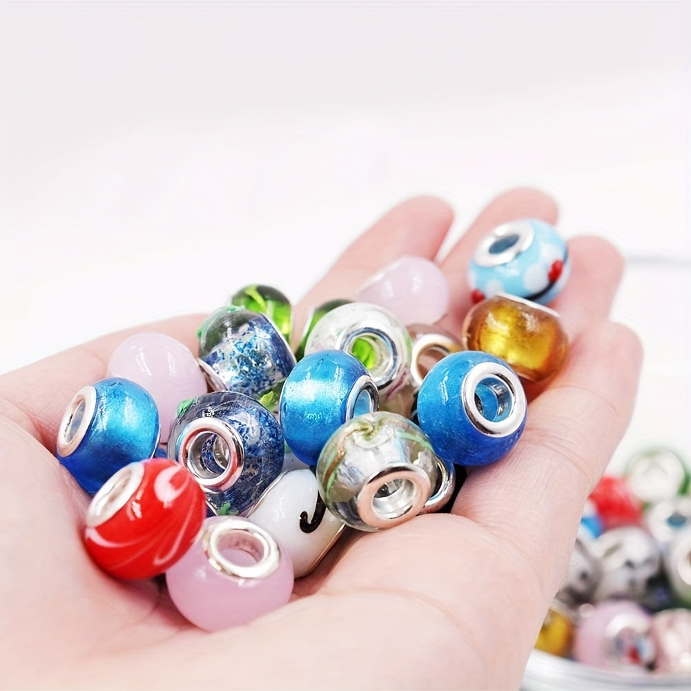 30-50-100pcs 15x11mm Large Hole Glass Bead Loose Bead DIY Jewelry Accessories