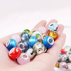 30-50-100pcs 15x11mm Large Hole Glass Bead Loose Bead DIY Jewelry Accessories