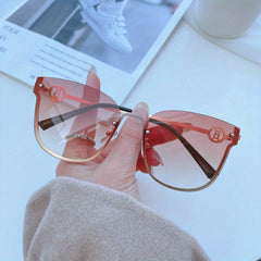 Semi Rimless Sunglasses Gradient Metal Glasses UV400