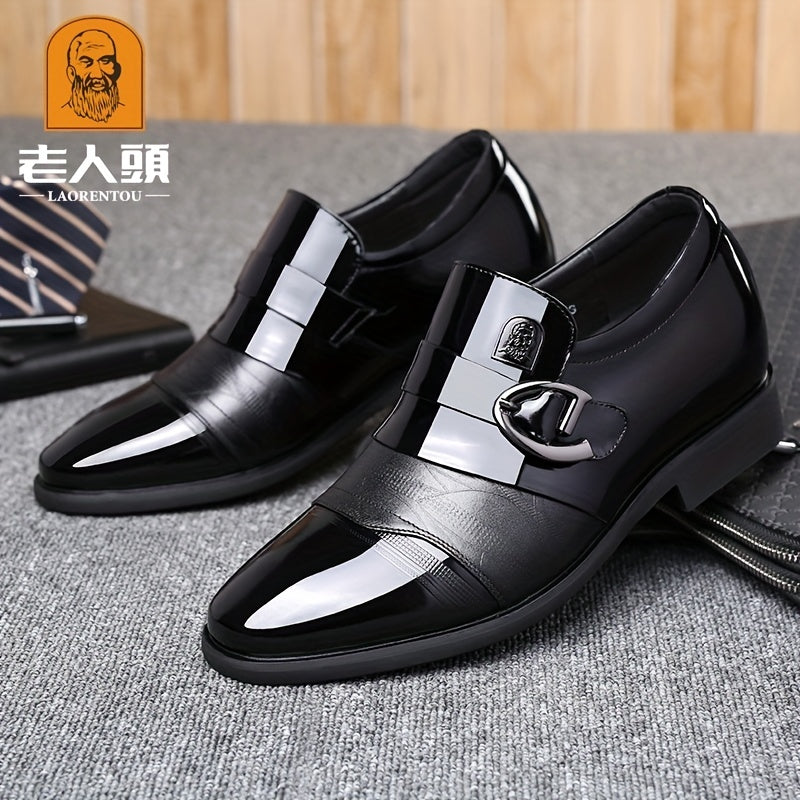 LAORENTOU Men's Leather Elevator Shoes Non Slip Formal for Business Wedding