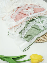 3pcs Mesh Stitching Bow Briefs Comfy & Breathable Underwear