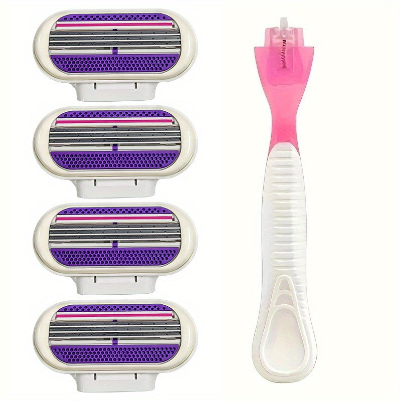 4 Women's Safety Razor with 3 Blade Fusion Blades for Smooth Shaving