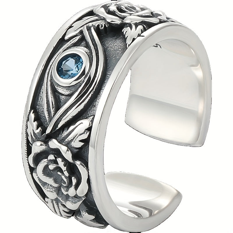 Vintage Silvery Eyes Open Ring for Men