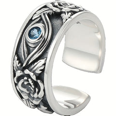 Vintage Silvery Eyes Open Ring for Men