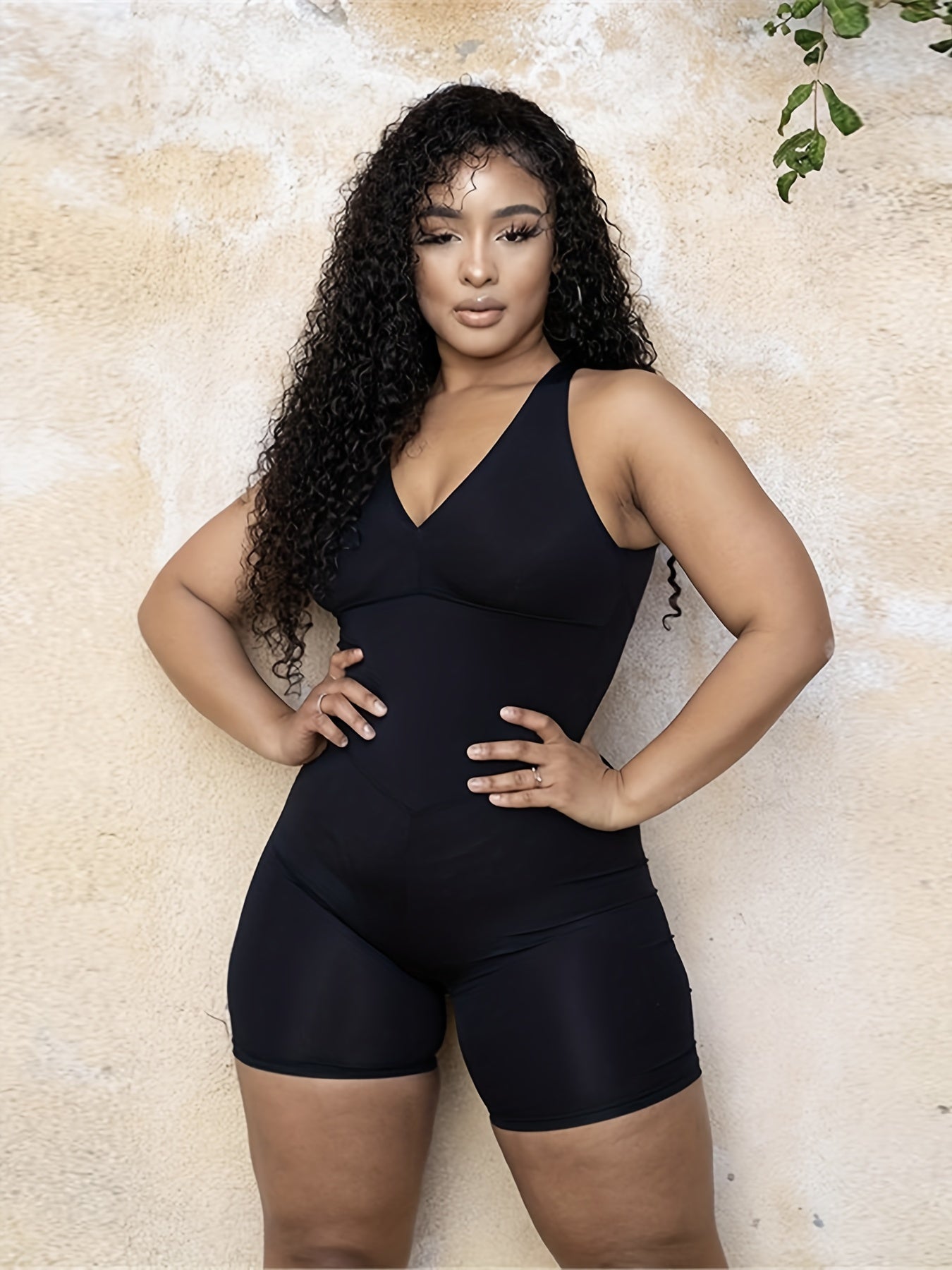Deep V Neck Slim Romper Jumpsuit Casual Sleeveless Cut Out Romper