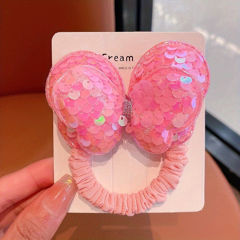 Sequin Butterfly Scrunchies for Kids Glitter Hair Accessories for Girls