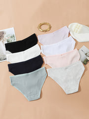 8pcs Seamless Ribbed Bikini Comfy Low Waist Panties Women Lingerie