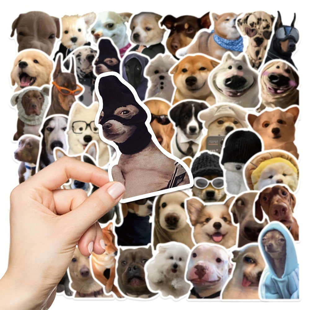 50pcs Funny Dog Expression Waterproof Stickers for Phone Laptop Water Cup Fridge