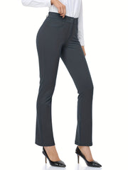 Solid Pants With Pockets Sports Fitness Yoga Running