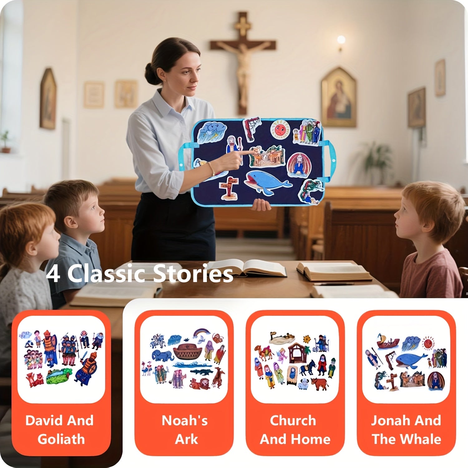 Interactive Learning Felt Story Board Set - Bible Theme Church & Home