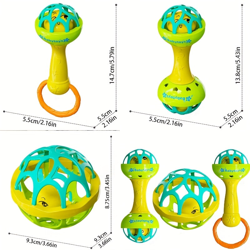 3pcs Infant Hand Rattle Toy Set Vibrating Rattles for Babies 0-3 Years