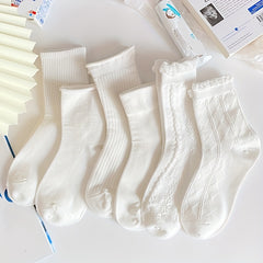 6 Pairs Solid Socks Comfy & Breathable Women's Stockings & Hosiery