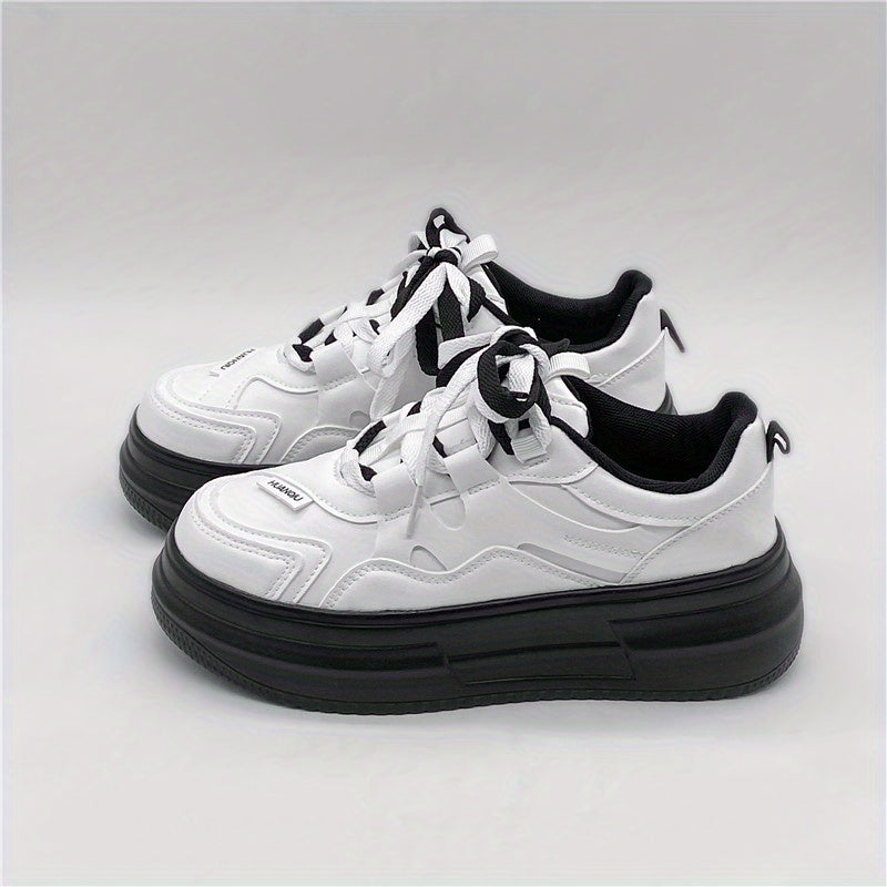 Women's Platform Skate Shoes Round Toe Low Top Trainers
