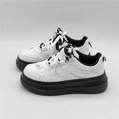 Women's Platform Skate Shoes Round Toe Low Top Trainers