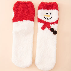 Christmas Print Socks Comfy & Fuzzy Mid Tube Socks Women's Stockings