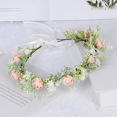 Mediterranean Style Flower Rattan Wreath Headband for Girls