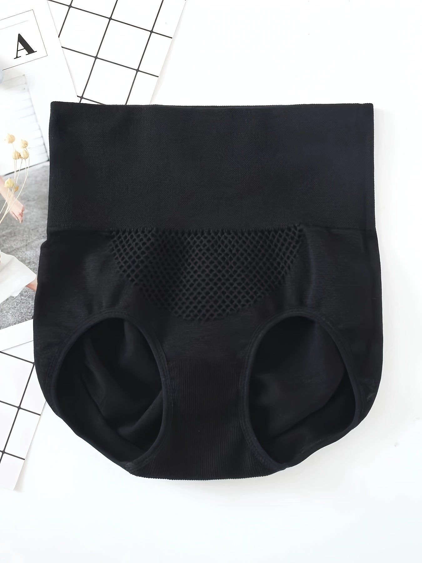 4pcs Mesh Tummy Control Briefs High Waist Intimates Panties