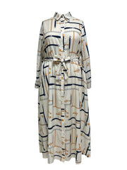  Women's Chain Print Maxi Shirt Dress