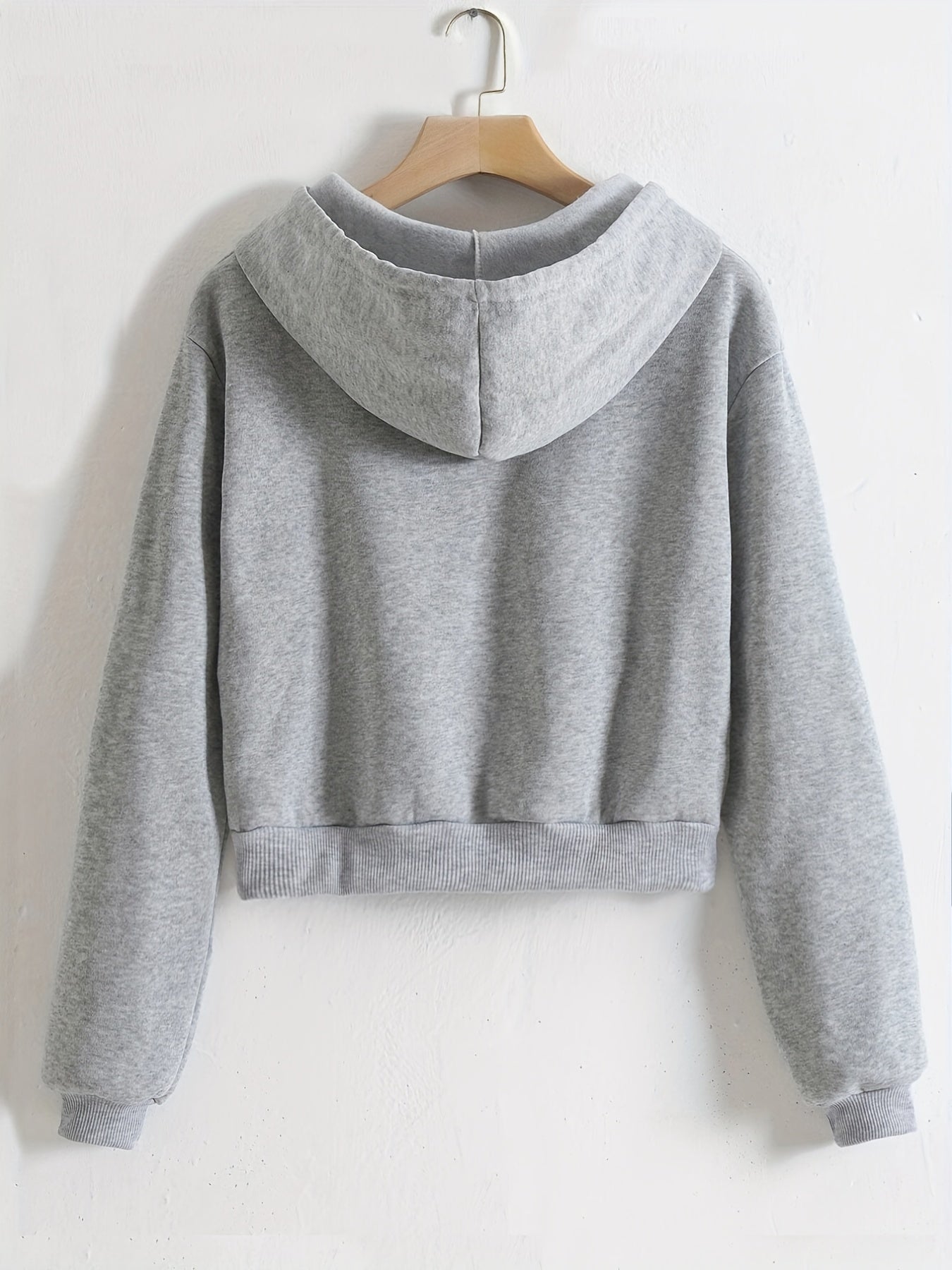 Women's Solid Hooded Sports Sweatshirt Zipper Up Long Sleeve Hoodie