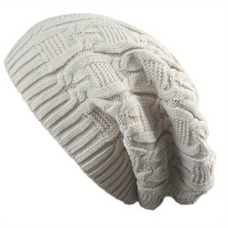 Ribbed Knitted Oversized Slouch Beanie for Women