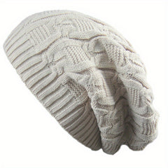Ribbed Knitted Oversized Slouch Beanie for Women