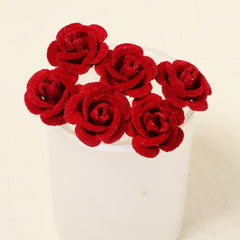 Rose Flower Hair Clips Wedding Bridal Barrette Set of 6