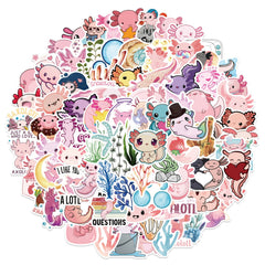 100 Axolotl Stickers Cartoon Anime Self Adhesive Waterproof Hand Bill Stickers