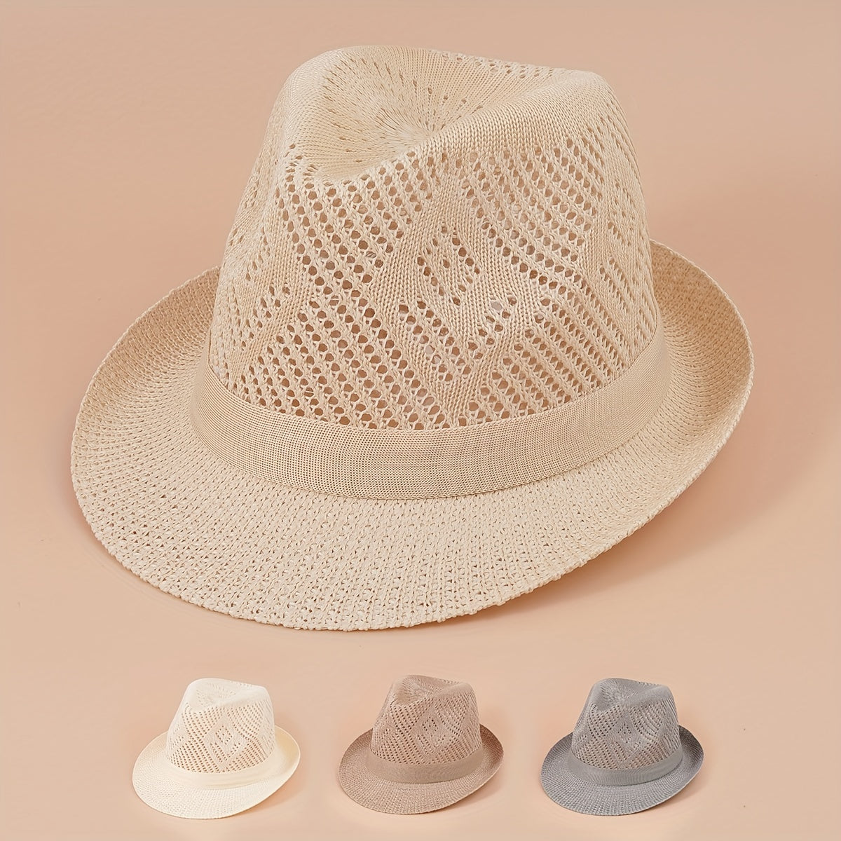 Short Brim Fedora Cap Breathable Jazz Hat Summer Sun Hat