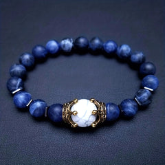 Crown Tiger Eye Bead Bracelet Men's Jewelry