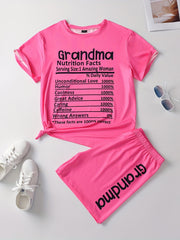 Women's Plus Size Letter Print Tee & Shorts Set