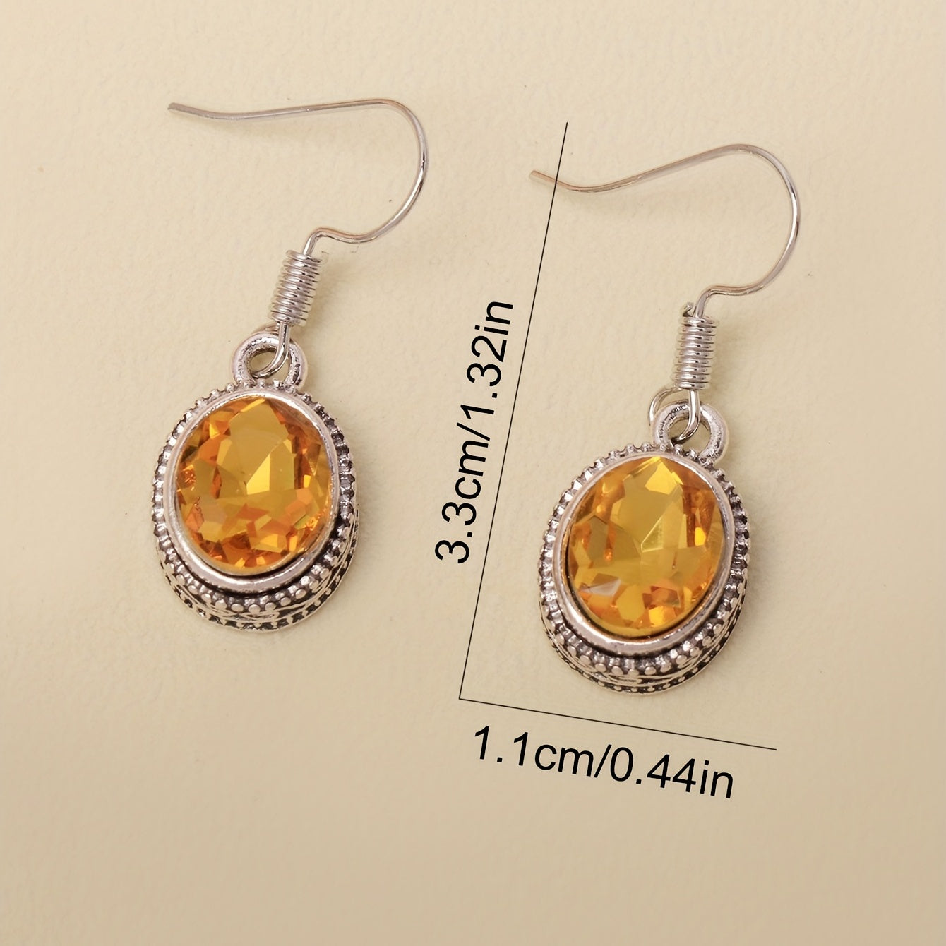 Ethnic Style Oval Glass Hook Earrings for Women