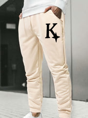Men s Casual Sweatpants K Print Elastic Waist Drawstring Sport Jogger Pants