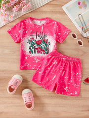 Kid's 2pcs Pajamas T shirt & Shorts Set HELLO SUNSHINE Cartoon Watermelon Print