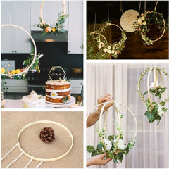 12pcs Wooden Bamboo Circle Dream Catcher Round Wooden Circle Decoration