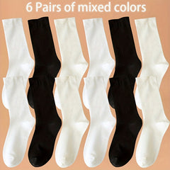 Women's Solid Socks 6-15 Pairs Comfy & Breathable Stockings