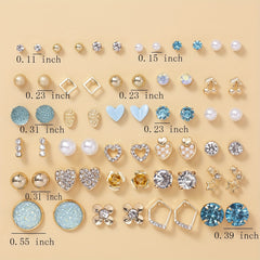 30 Pairs Assorted Heart Cherry Alloy Earrings Set for Women Girls