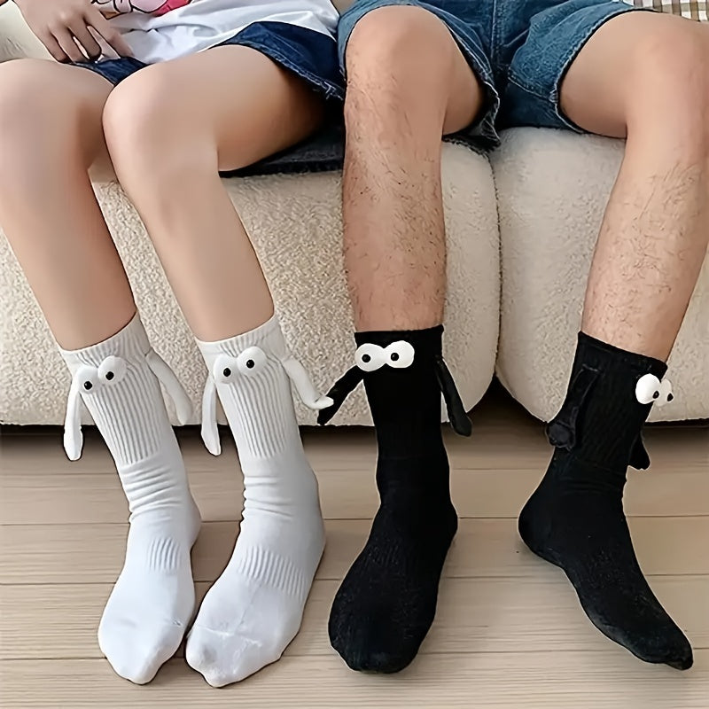 2 Pairs Men's Magnetic Crew Socks Novelty Cotton Winter Style