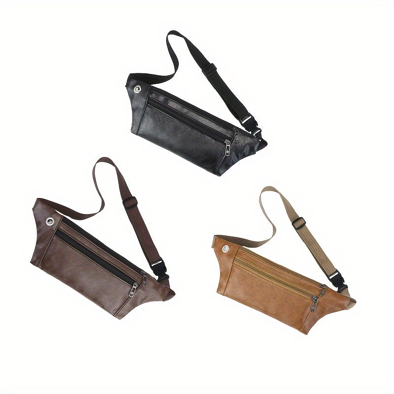 Men's Retro PU Leather Waist Bag Outdoor Sports Chest Bag