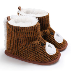 Cartoon Bear Soft Boots for Baby Boys - Warm Fleece Indoor Outdoor Walking