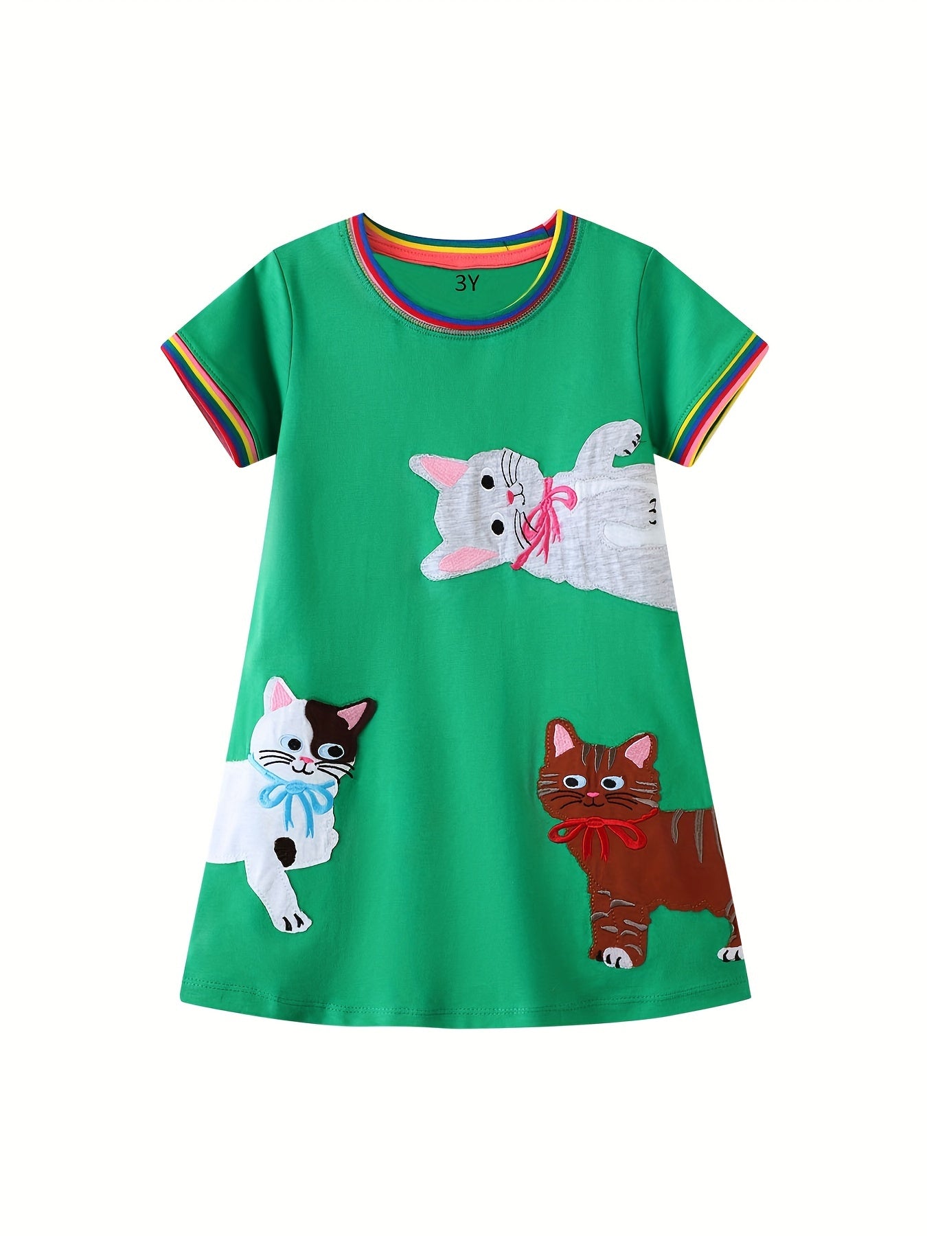 Toddler Girls Giraffe Embroidered Pocket Casual Dress