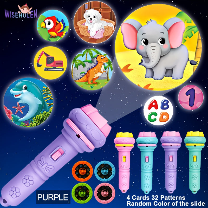 WISEHULEN Kids Projection Flashlight with 32 Educational Patterns