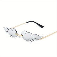 Y2K Flame Rimless Sunglasses Funny Tinted Glasses UV400