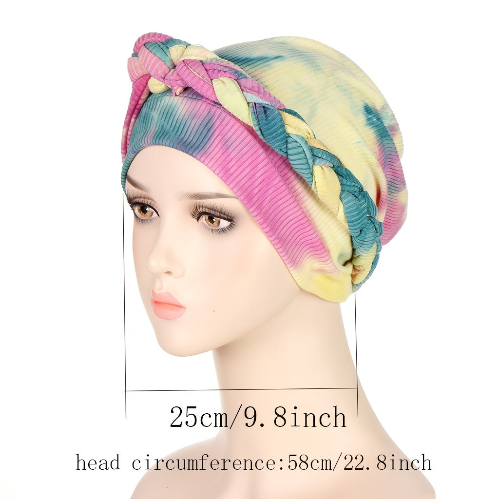 Tie Dye Braid Bandana Cap Turban Cap Hair Bonnet Head Scarf Wrap