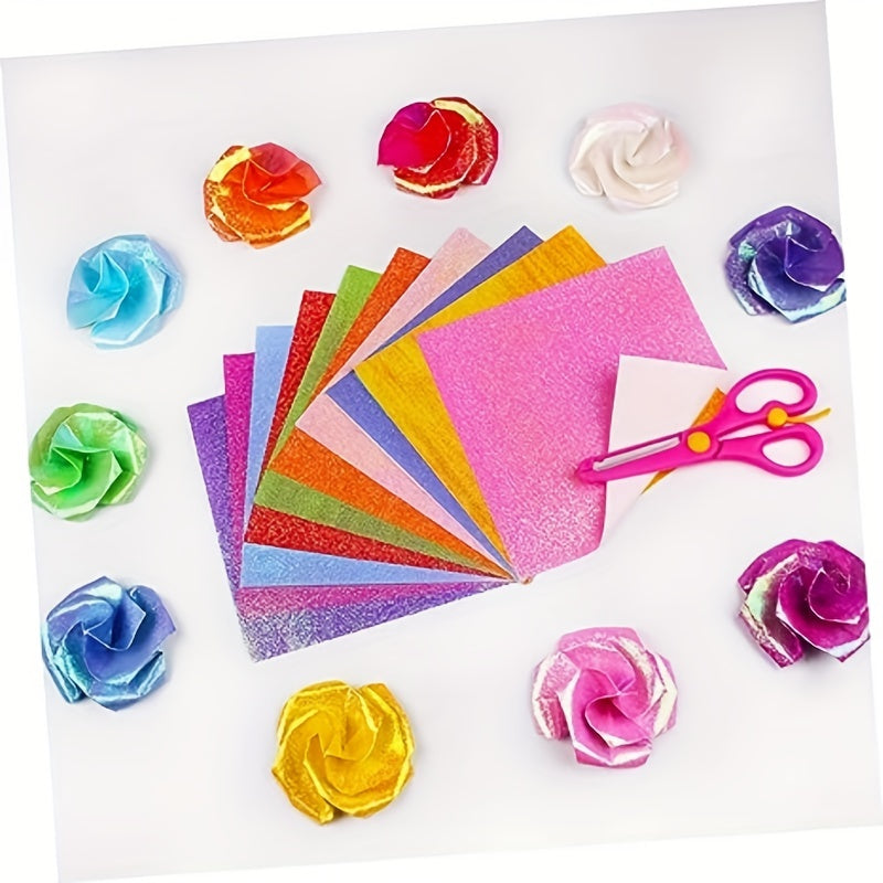 50pcs Pearlescent Shining Folding Origami Glitter Decorative Paper
