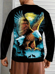 Animal Print Sweatshirt Men's Casual Graphic Crew Neck Pullover